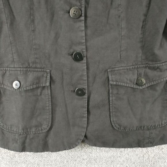 Helen McAlinden Womens Linen Blazer Jacket Black Actual 18.5x25.5 Lined 3-Button - Picture 4 of 13